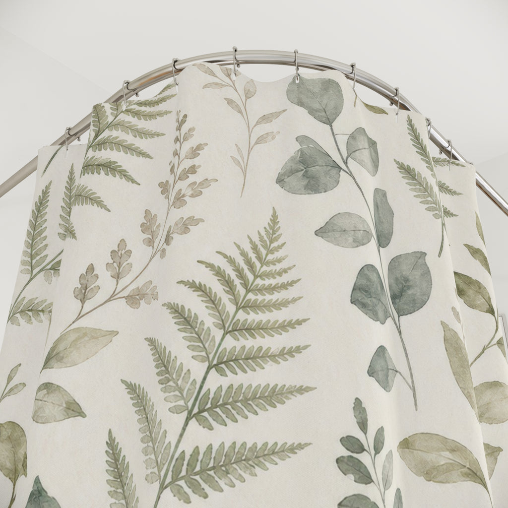 Sage Fern Eucalyptus Leaf Shower Curtain