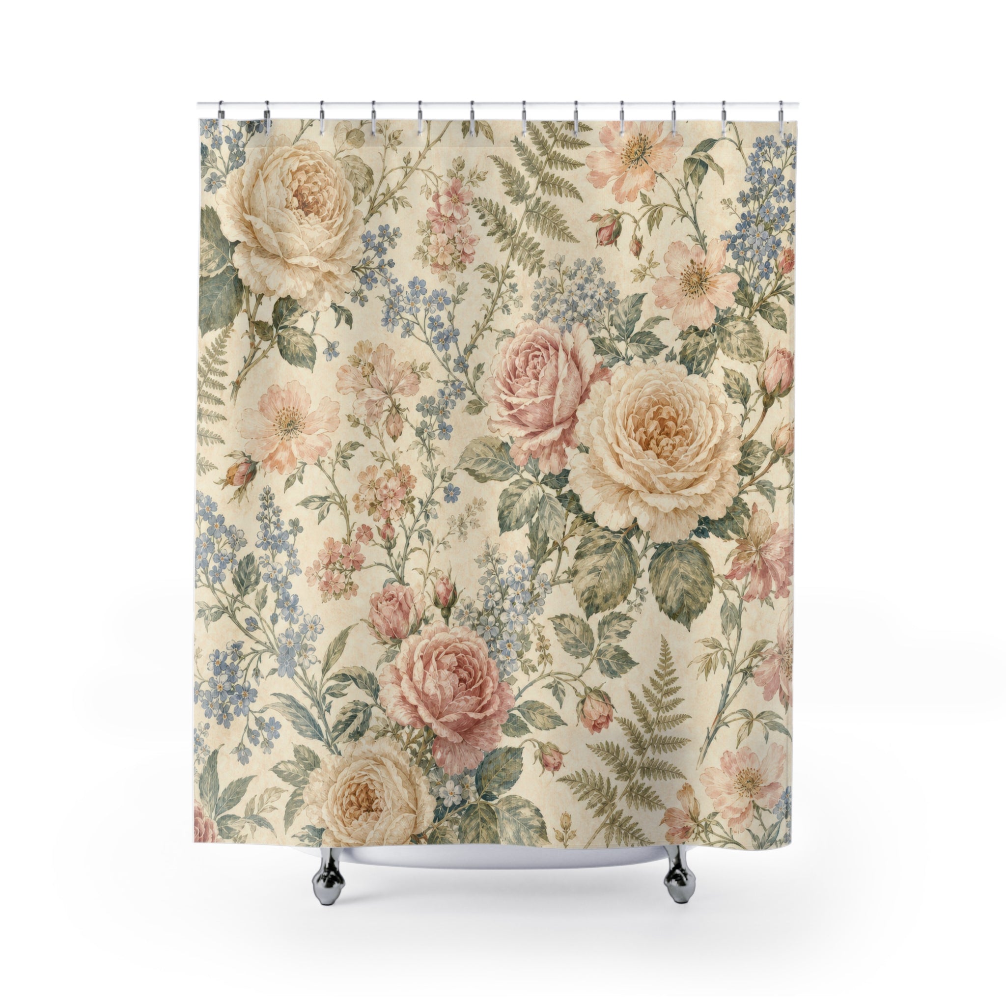 Cream Garden Rose Shower Curtain