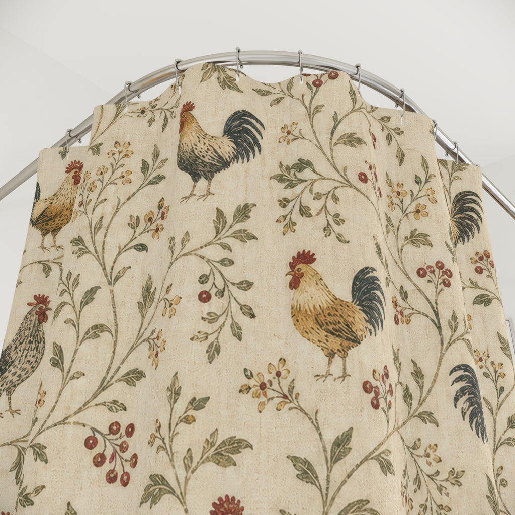 Rooster Farmhouse Country Shower Curtain