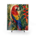 Scarlet Macaw Tropical Garden Shower Curtain