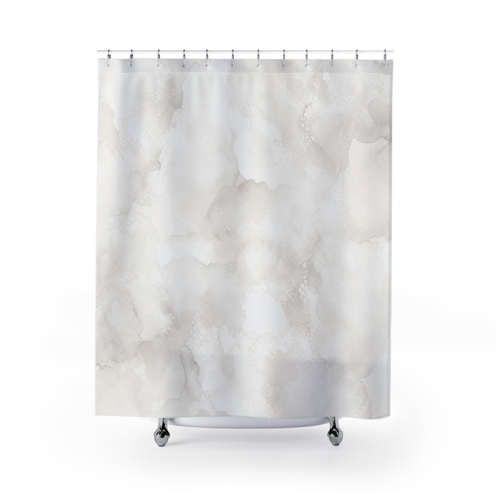 White Watercolor Cloud Shower Curtain
