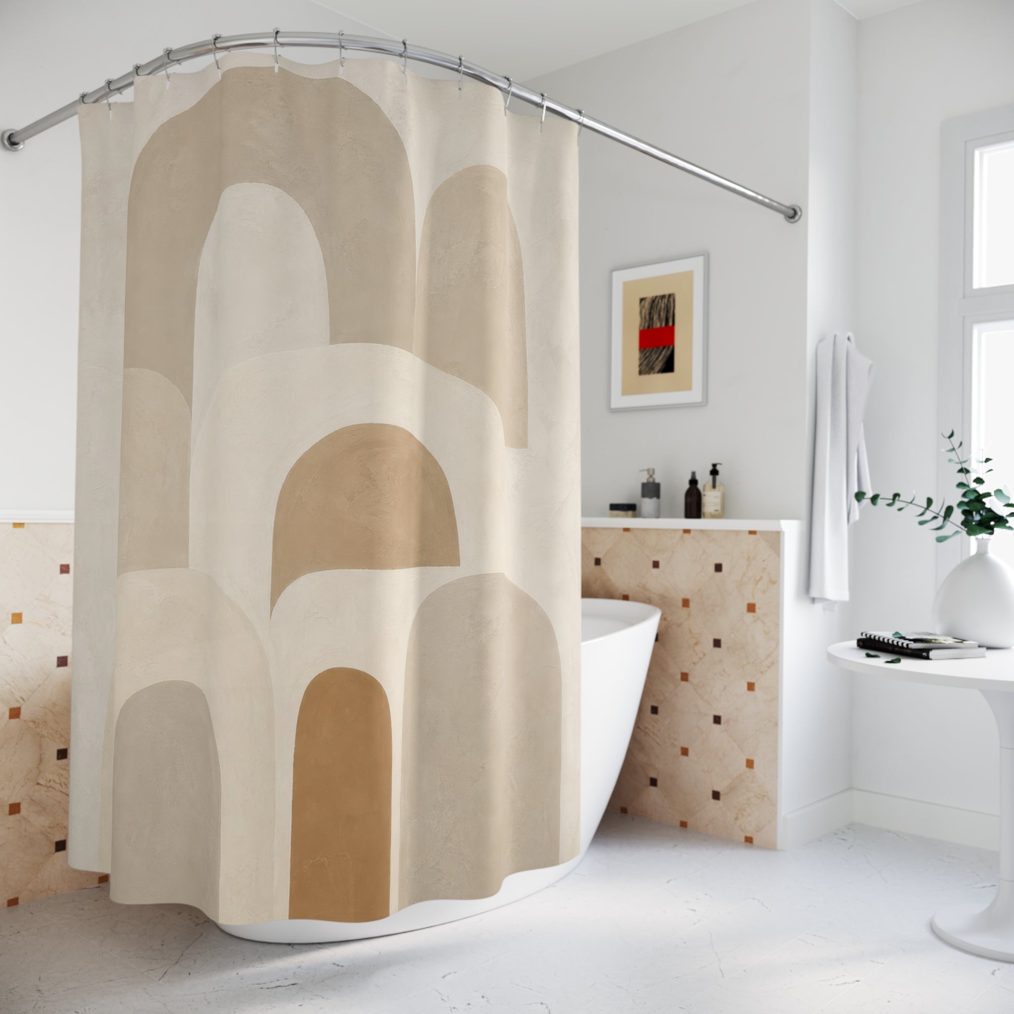 Beige Cream Arch Shower Curtain