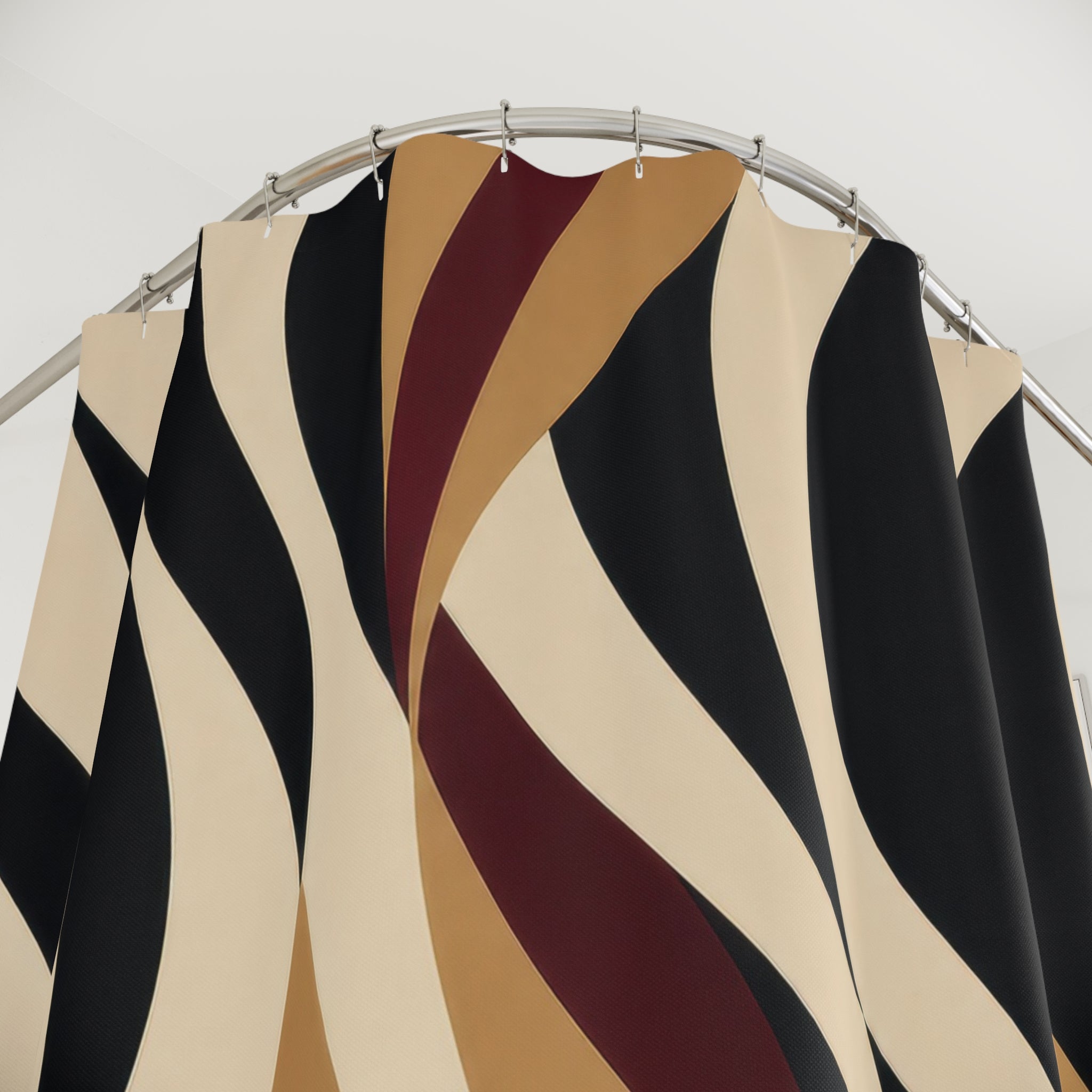 Black & Camel Zebra Ribbon Shower Curtain