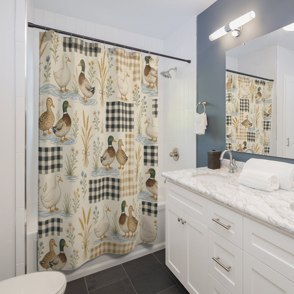 Farmhouse Mallard Patchwork Shower Curtain