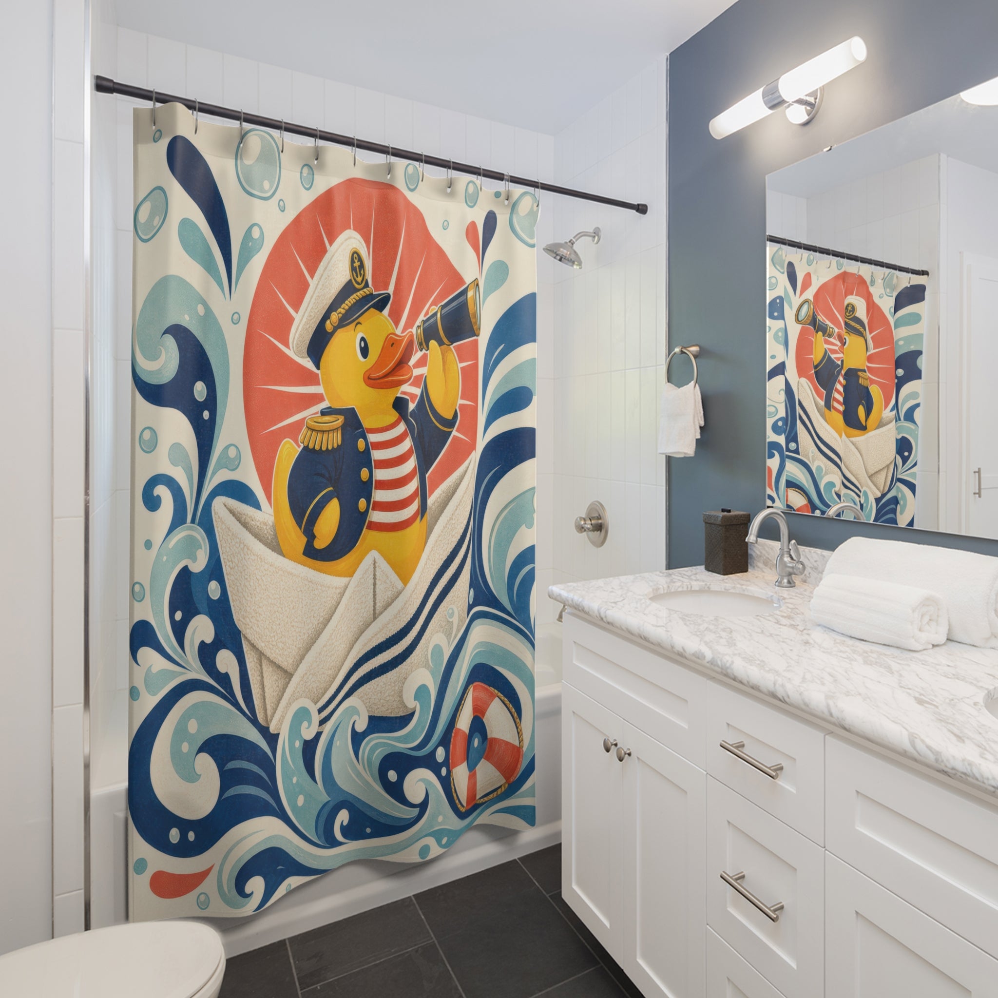 Duck Sailor Paper Boat Shower Curtain