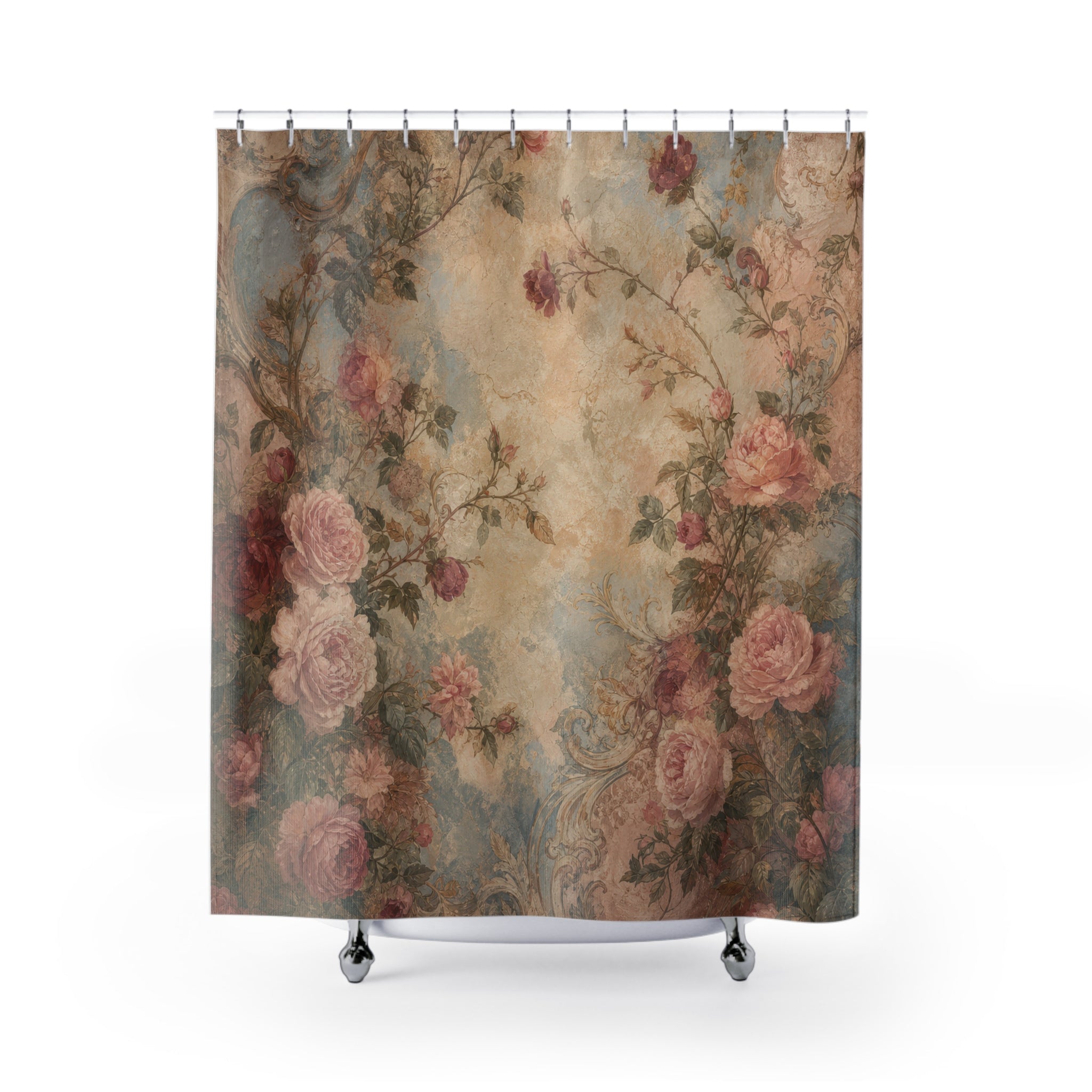 Old Rose Garden Fresco Shower Curtain