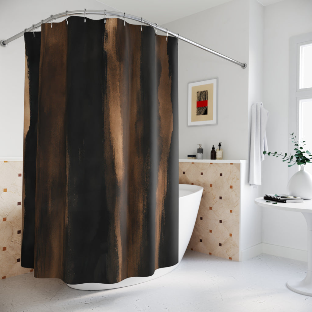 Black Brown Striped Shower Curtain