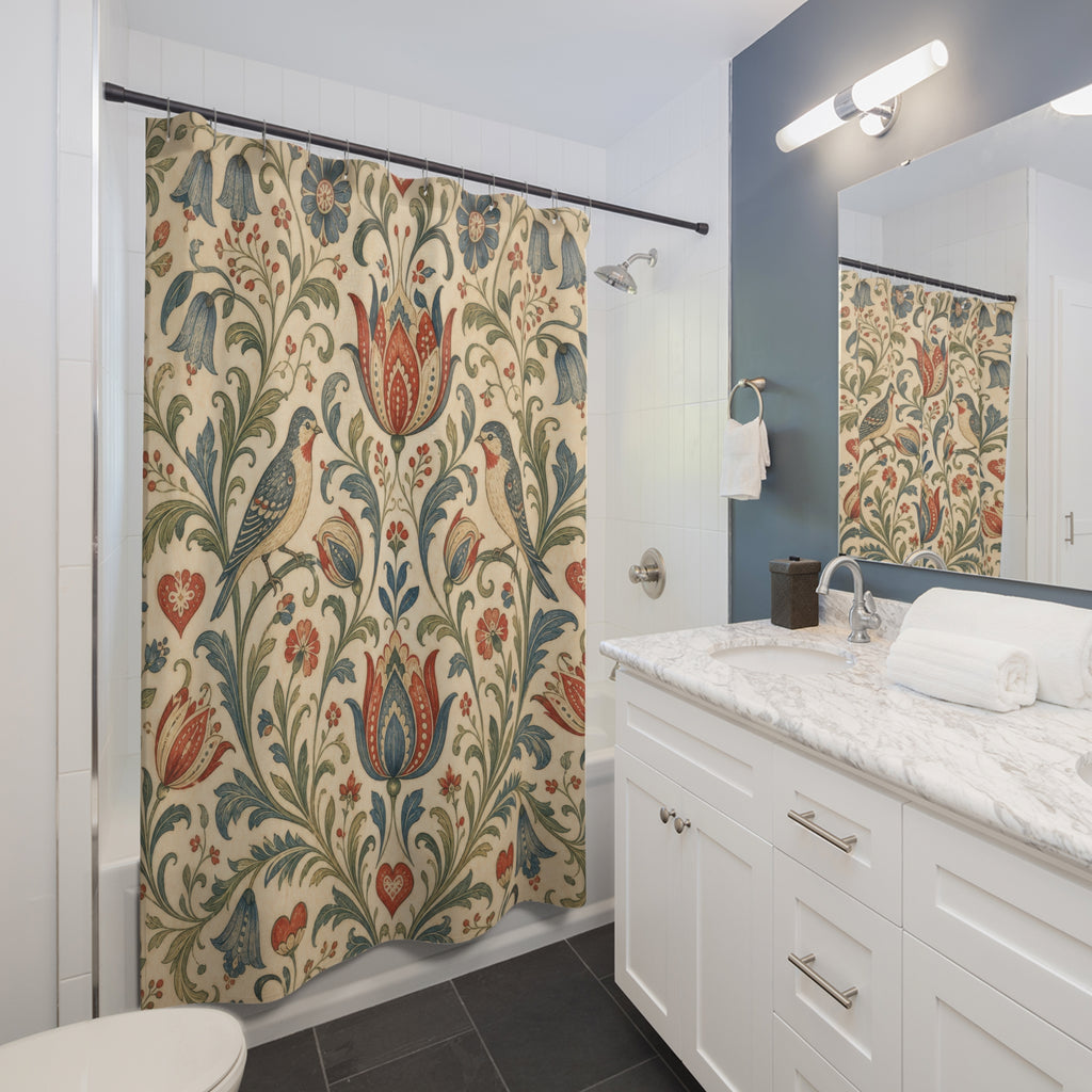 Folk Floral Vine Shower Curtain