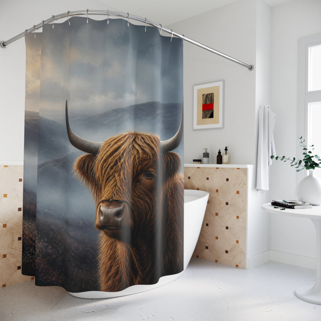 Misty Moor Highland Cow Shower Curtain