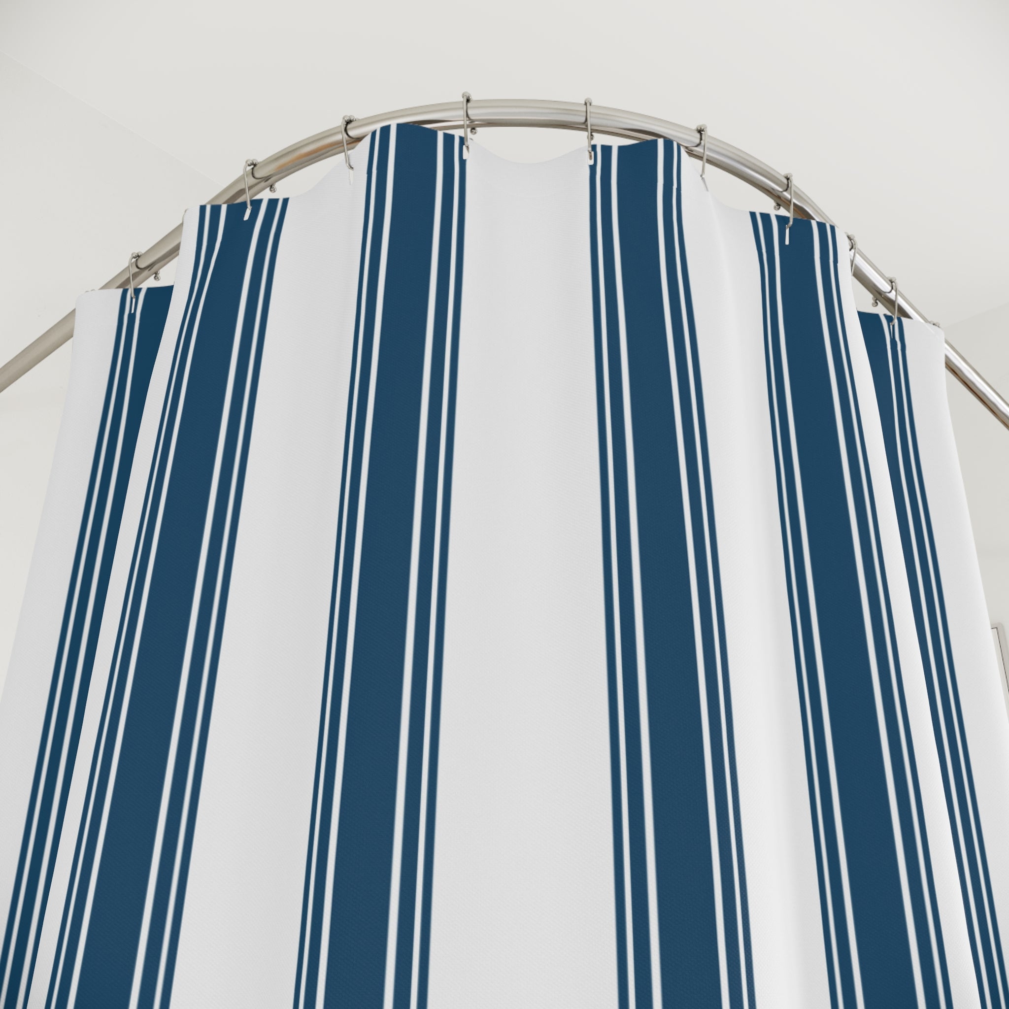 Blue Ticking Stripe Shower Curtain – Navy and White