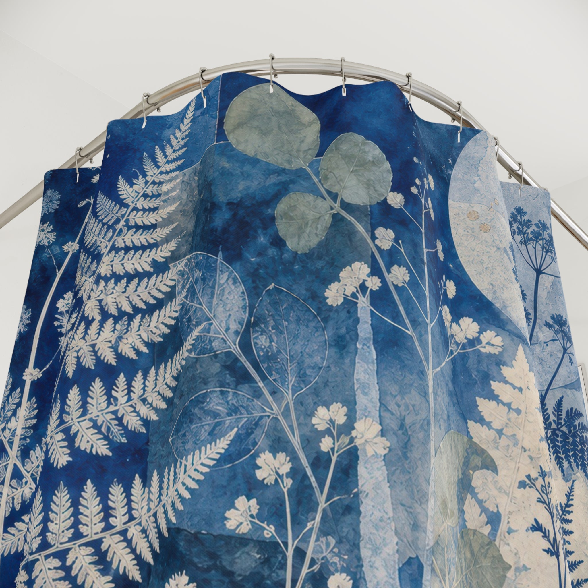 Cyanotype Garden Collage Shower Curtain