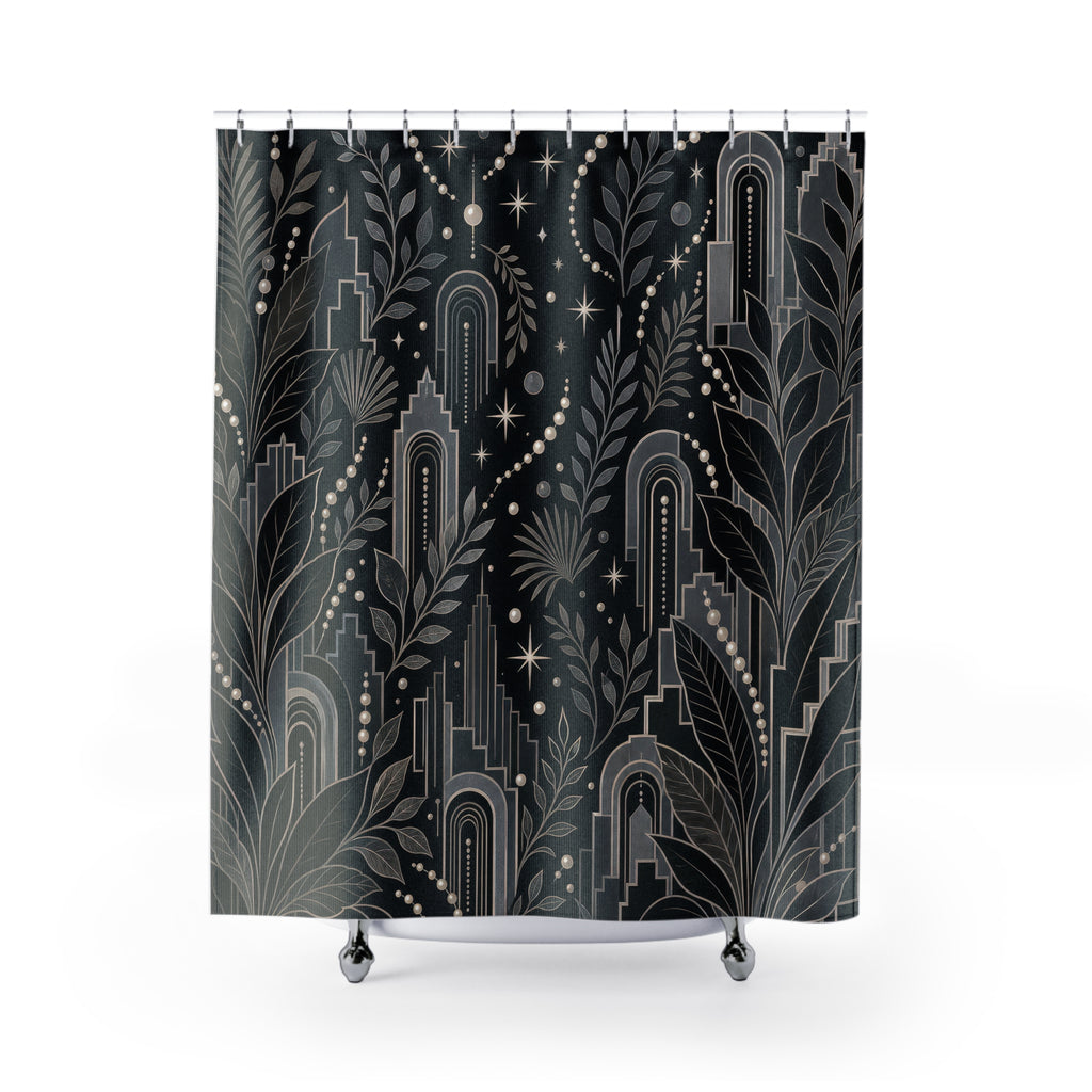 Deco Silver Black Shower Curtain