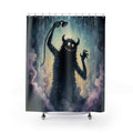 Unique Funny Shower Curtain, Shadow Monster Rain Art, Spooky Blue Bathroom Humor, Weird Creature Guest Bath Wall Decor Gift For Home