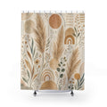 Neutral Boho Shower Curtain, Pampas Botanical Bath Decor, Terracotta Sun Arches, Minimal Desert Guest Bathroom, Small Bath Decor, Warm Decor