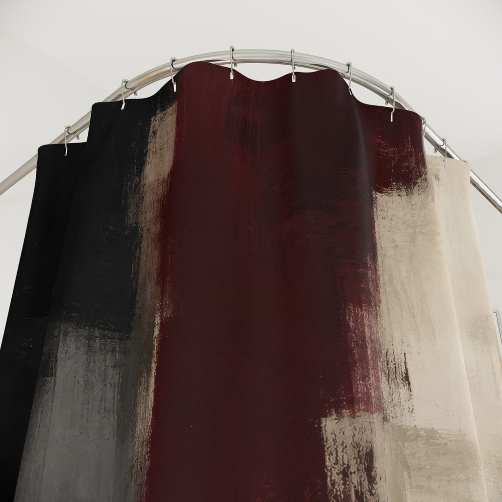 Black Burgundy Abstract Shower Curtain