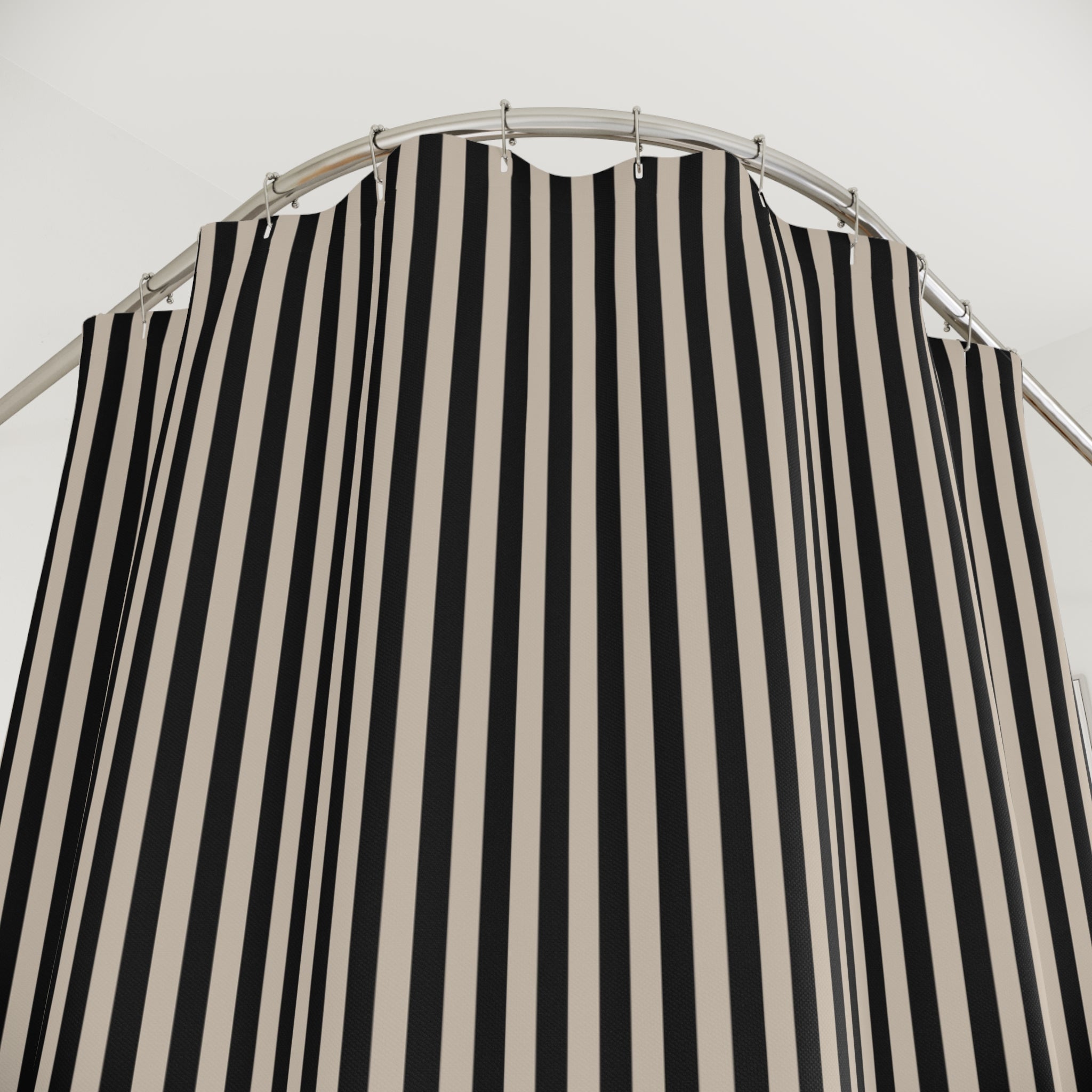 Black and Beige Cabana Stripe Shower Curtain