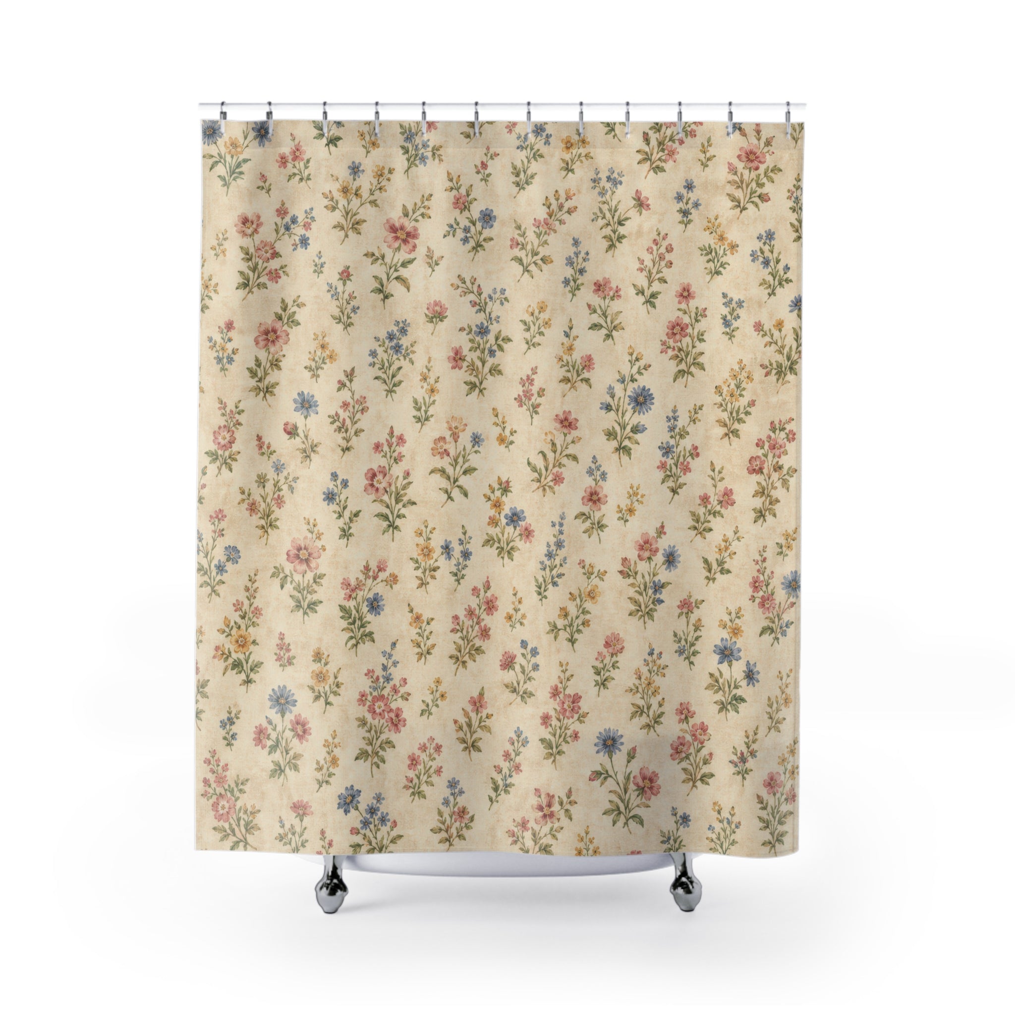 Vintage Ditsy Floral Wildflower Flower Botanical Farmhouse Shower Curtain
