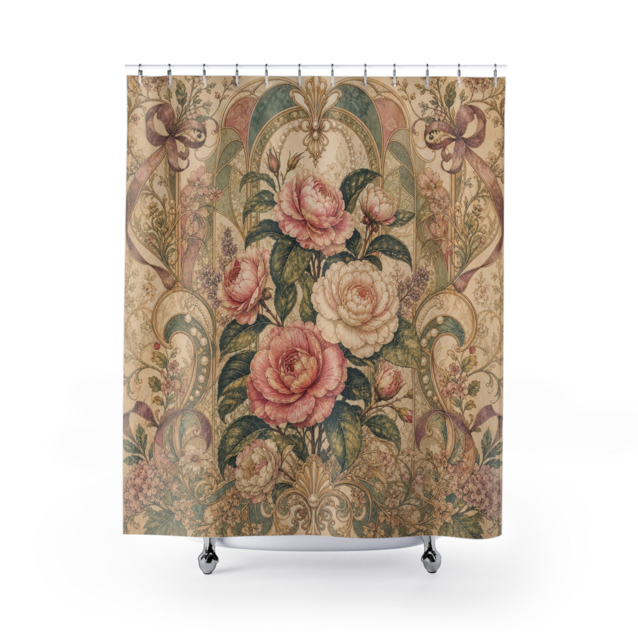Art Nouveau Vintage Floral Shower Curtain