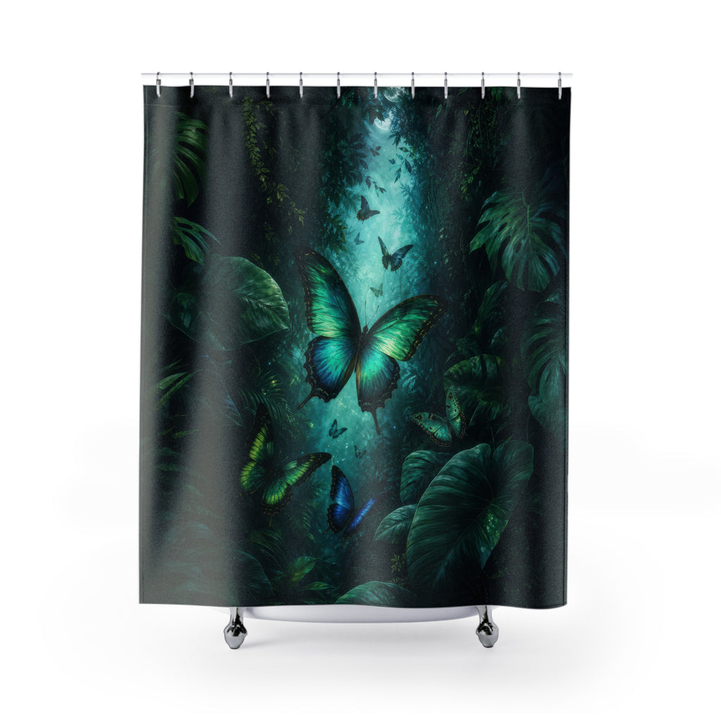 Emerald Rainforest Butterfly Shower Curtain