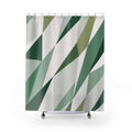 Green Stripe Shower Curtain, White Geometric Bath Decor, Diagonal Sage Pattern, Modern Guest Bathroom Decor, Angled Green Style Decor