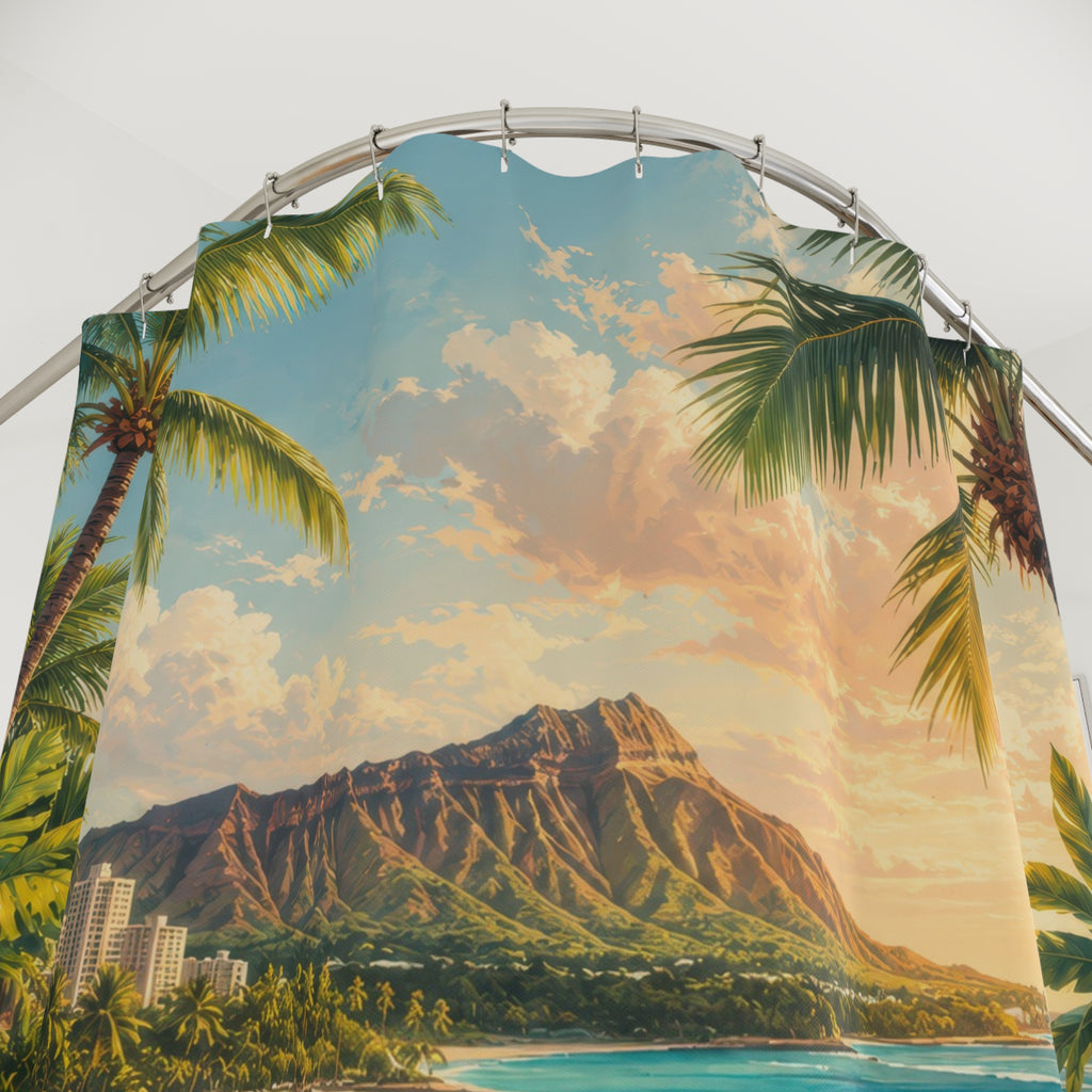 Hawaii Shower Curtain: Tropical Floral Ocean