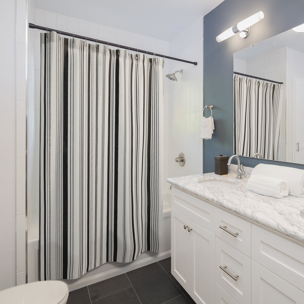 Black White Striped Shower Curtain