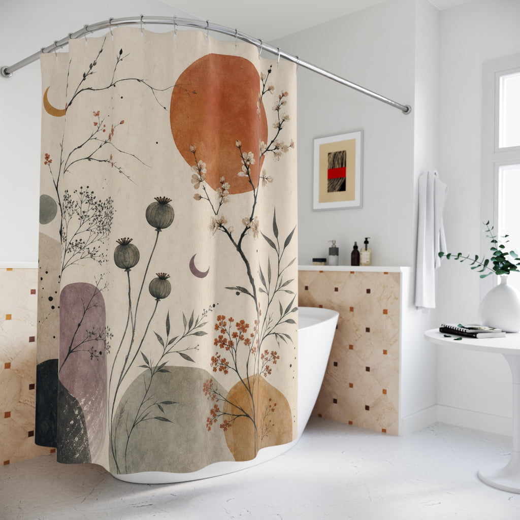 Boho Moon Sun Disk Shower Curtain