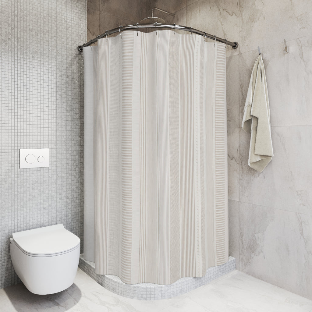 Textured Ivory Stripe Shower Curtain