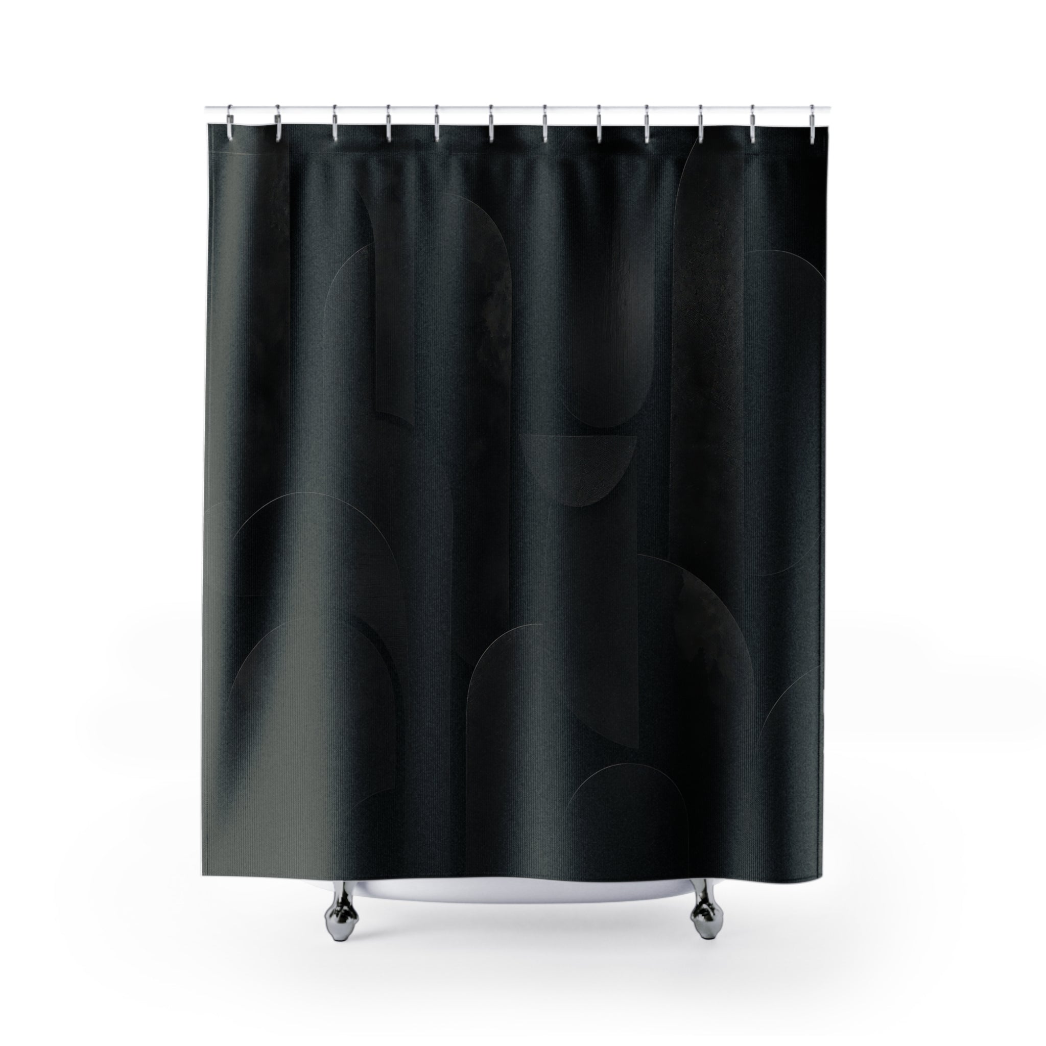 Black Modern Shower Curtain, Geometric Bath Decor, Arched Block Pattern, Dark Guest Bathroom Decor, Architectural Style, Dark Modern Style