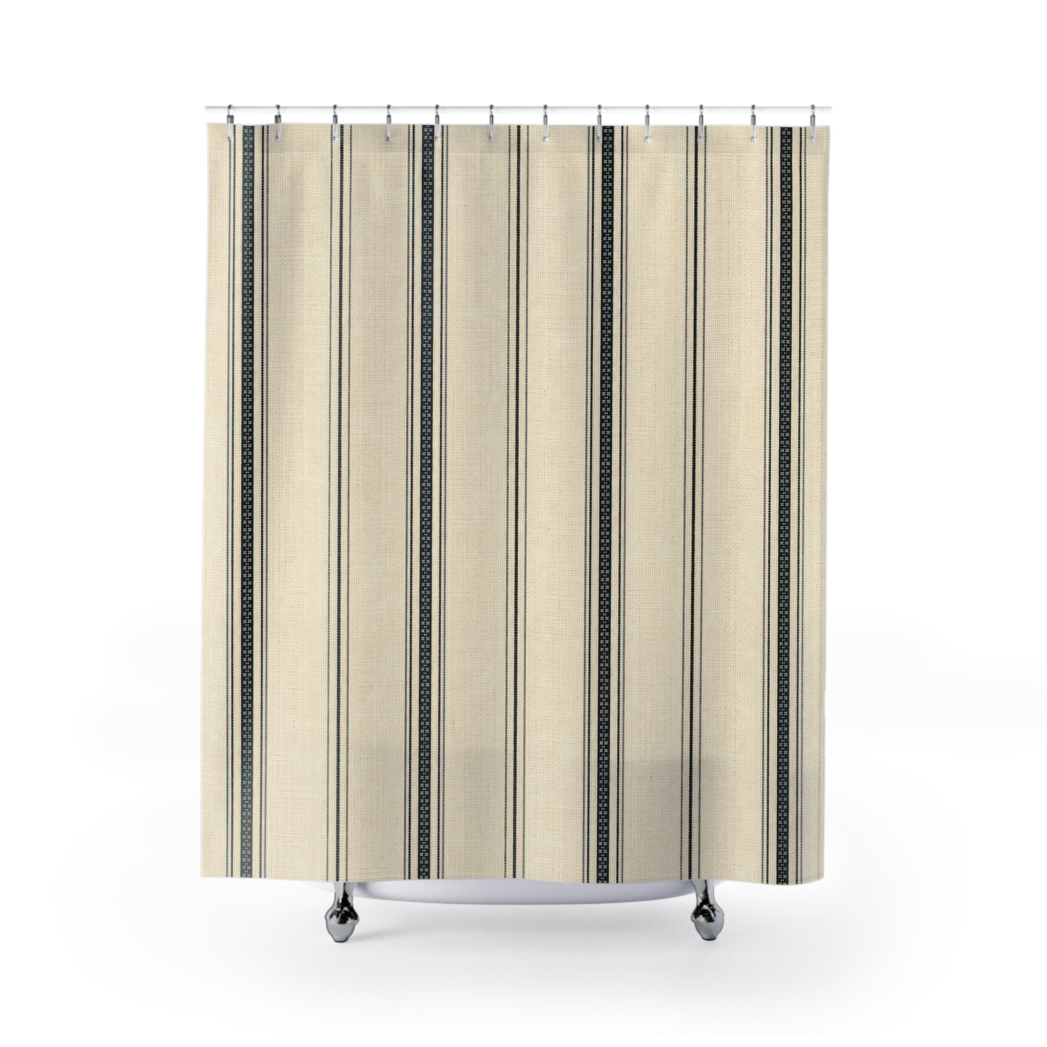 Black Ribbon Stripe Shower Curtain