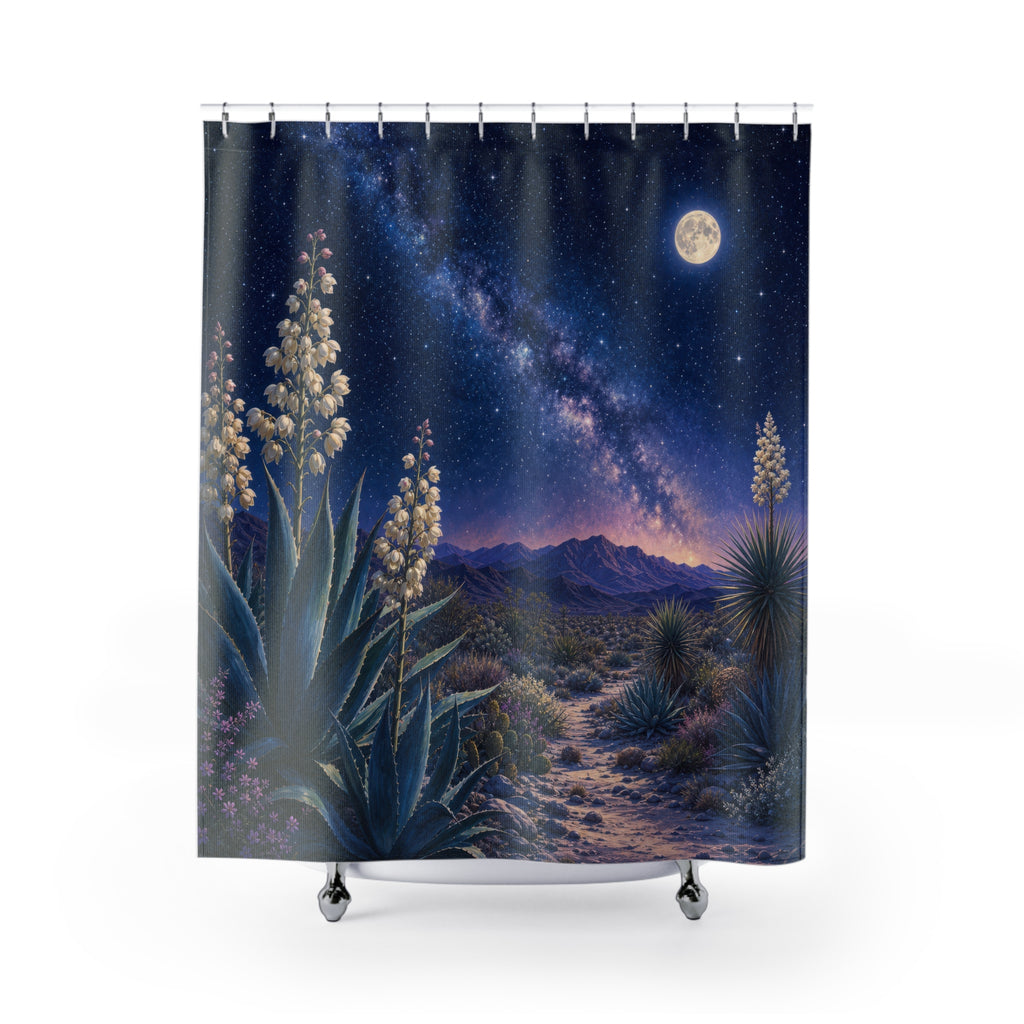 Starry Agave Desert Night Shower Curtain