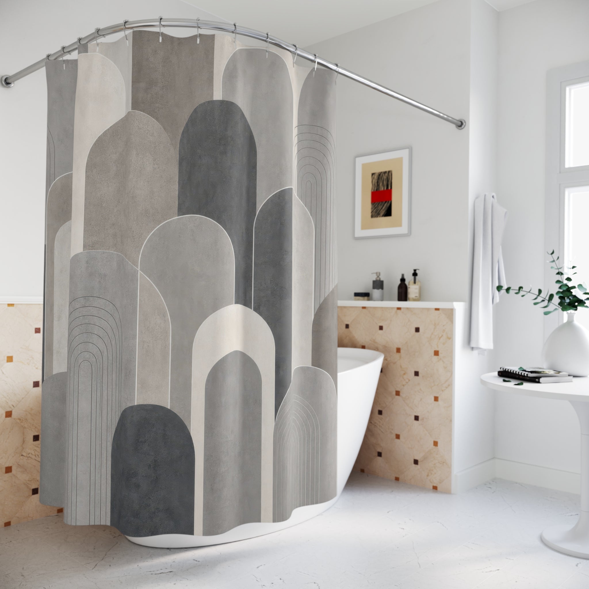 Gray Arch Geometric Shower Curtain
