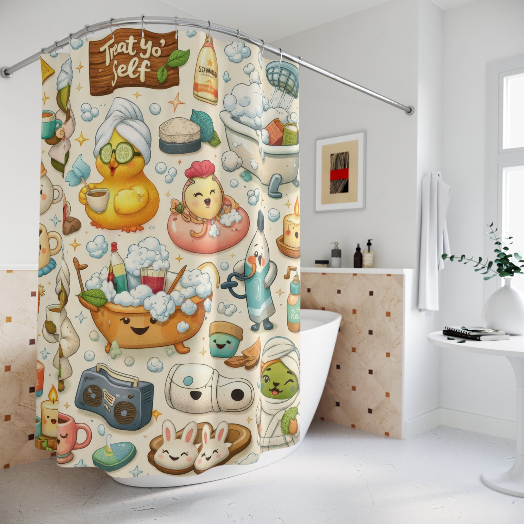 Quirky Self Care Shower Curtain