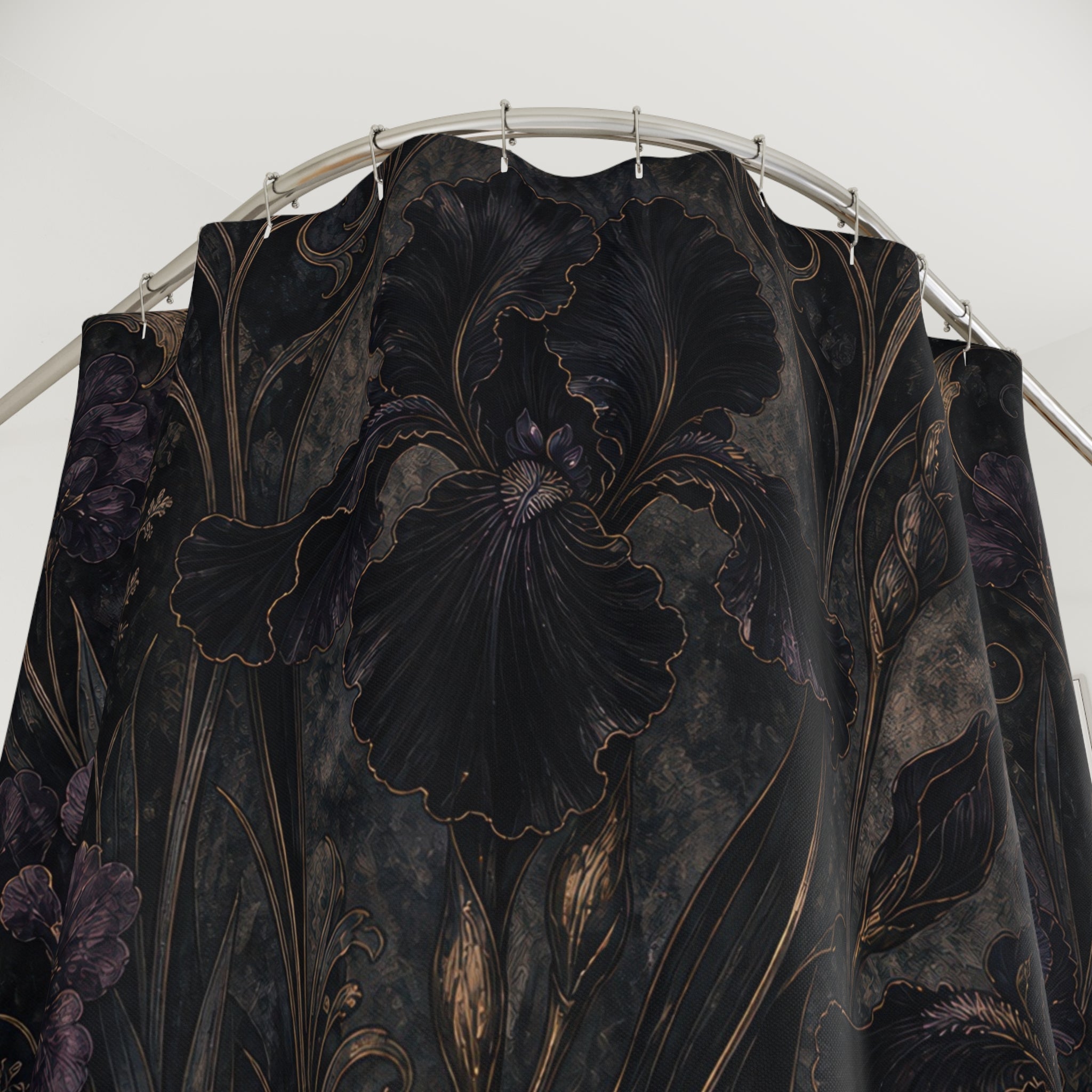 Dark Iris Botanical Shower Curtain