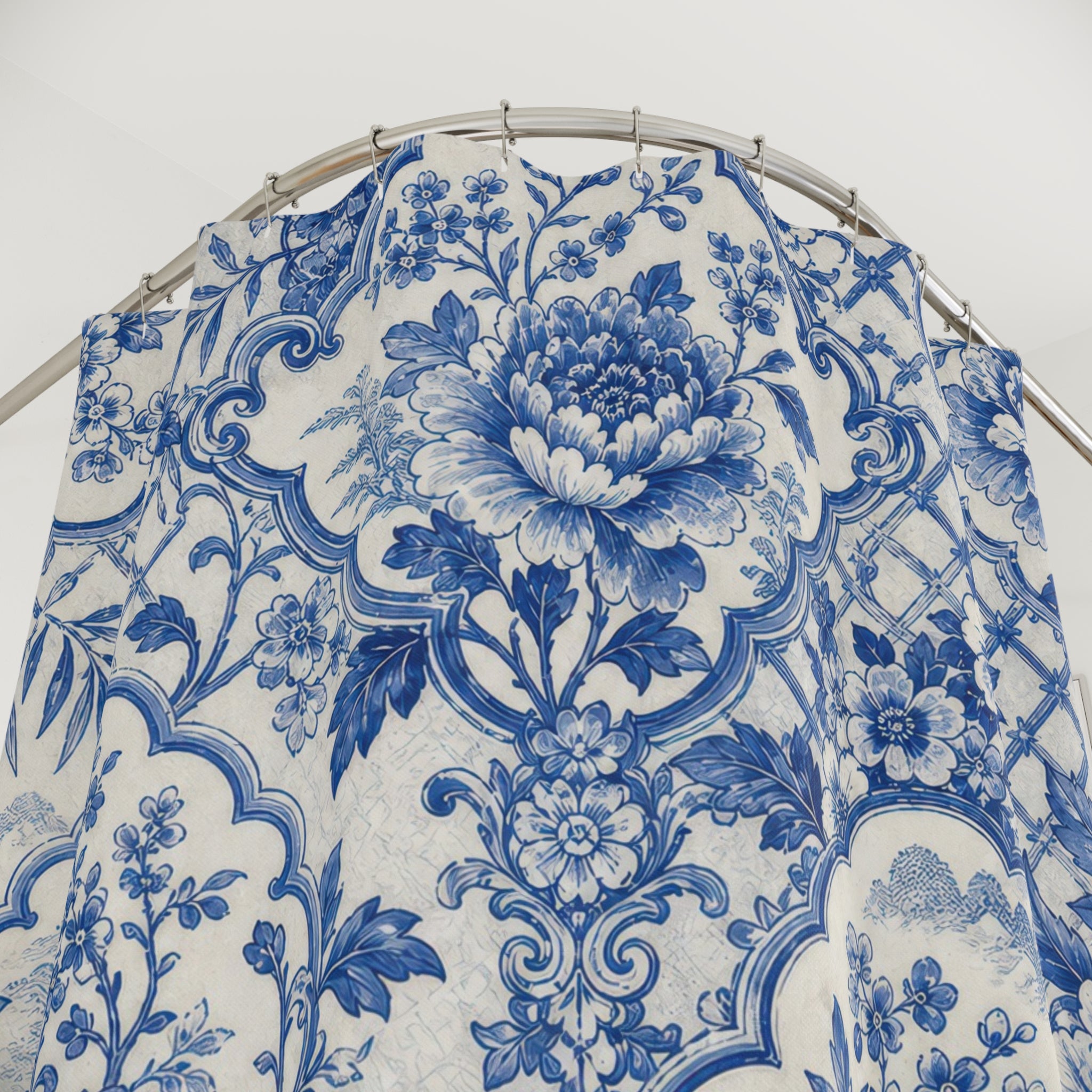 Blue Porcelain Floral Shower Curtain