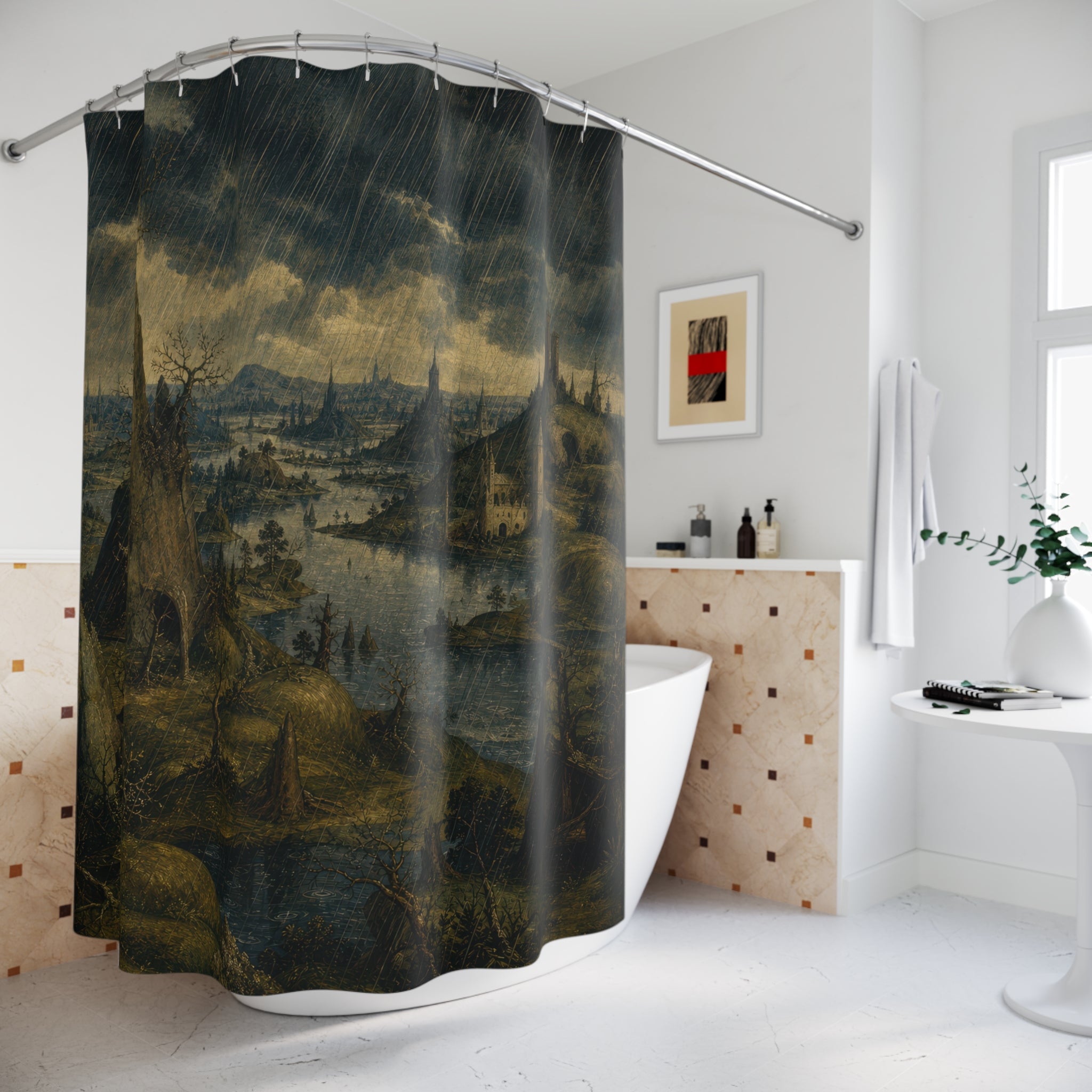 Dark Fantasy Storm Landscape Shower Curtain