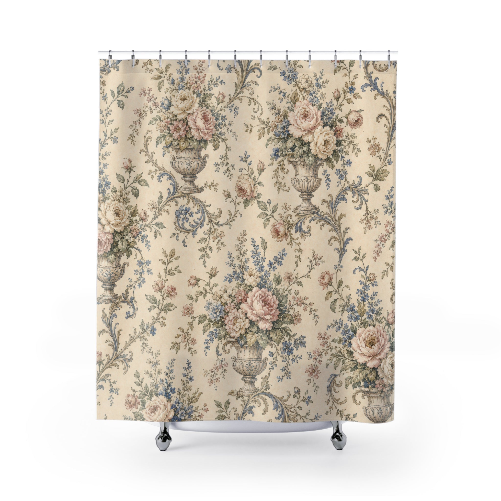 French Country Urn Rose Shower Curtain