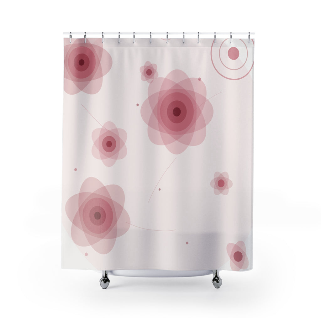 Abstract Floral Shower Curtain – Pink and Red