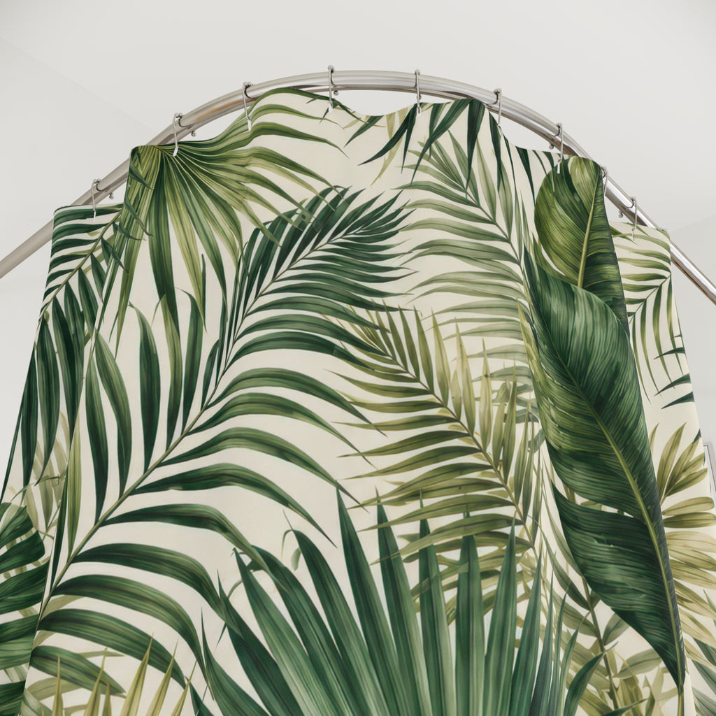 Palm Leaf Shower Curtain: Green Botanical