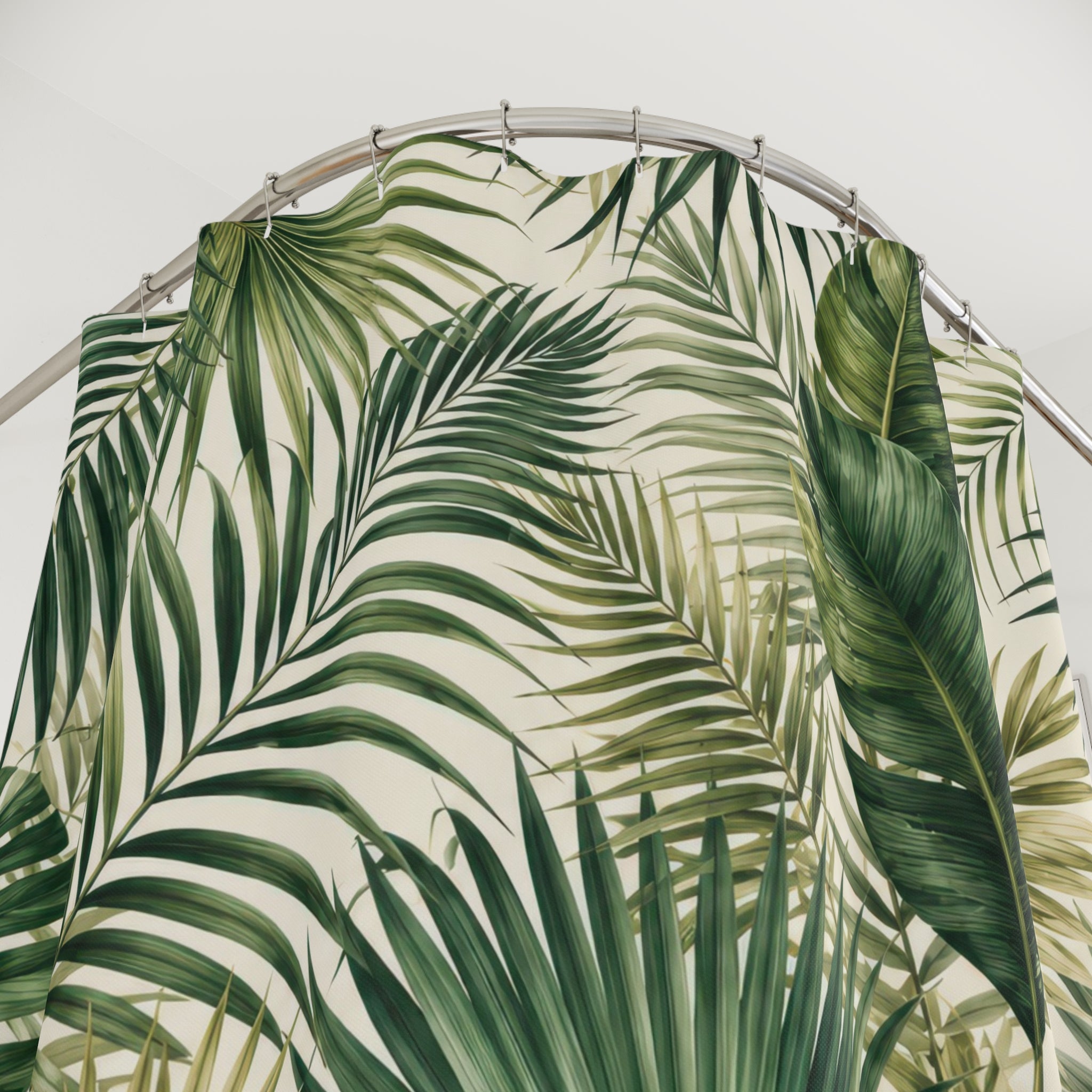 Palm Leaf Shower Curtain: Green Botanical