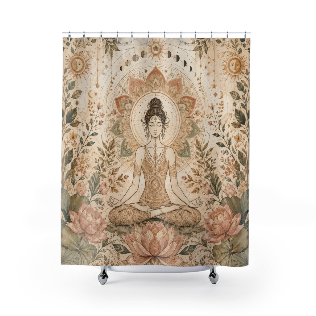 Boho Yoga Shower Curtain: Lotus Mandala
