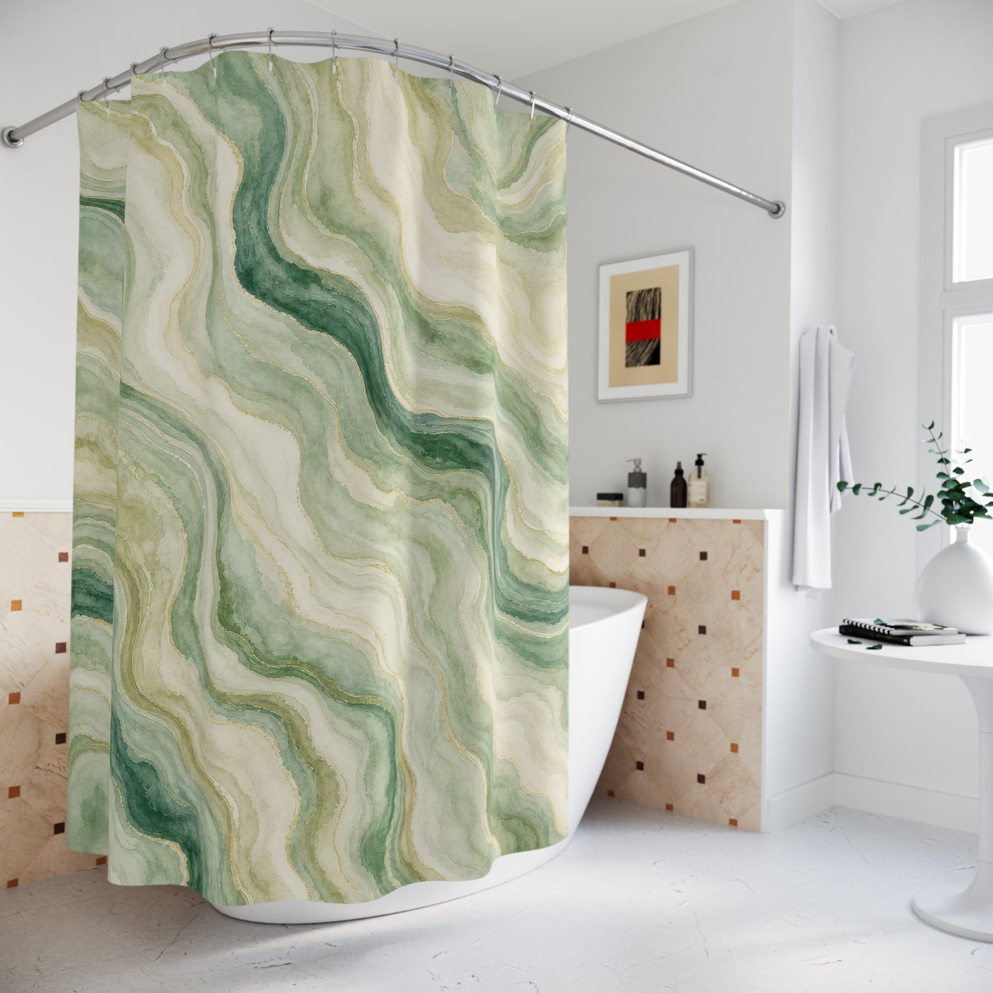 Soft Malachite Green Shower Curtain