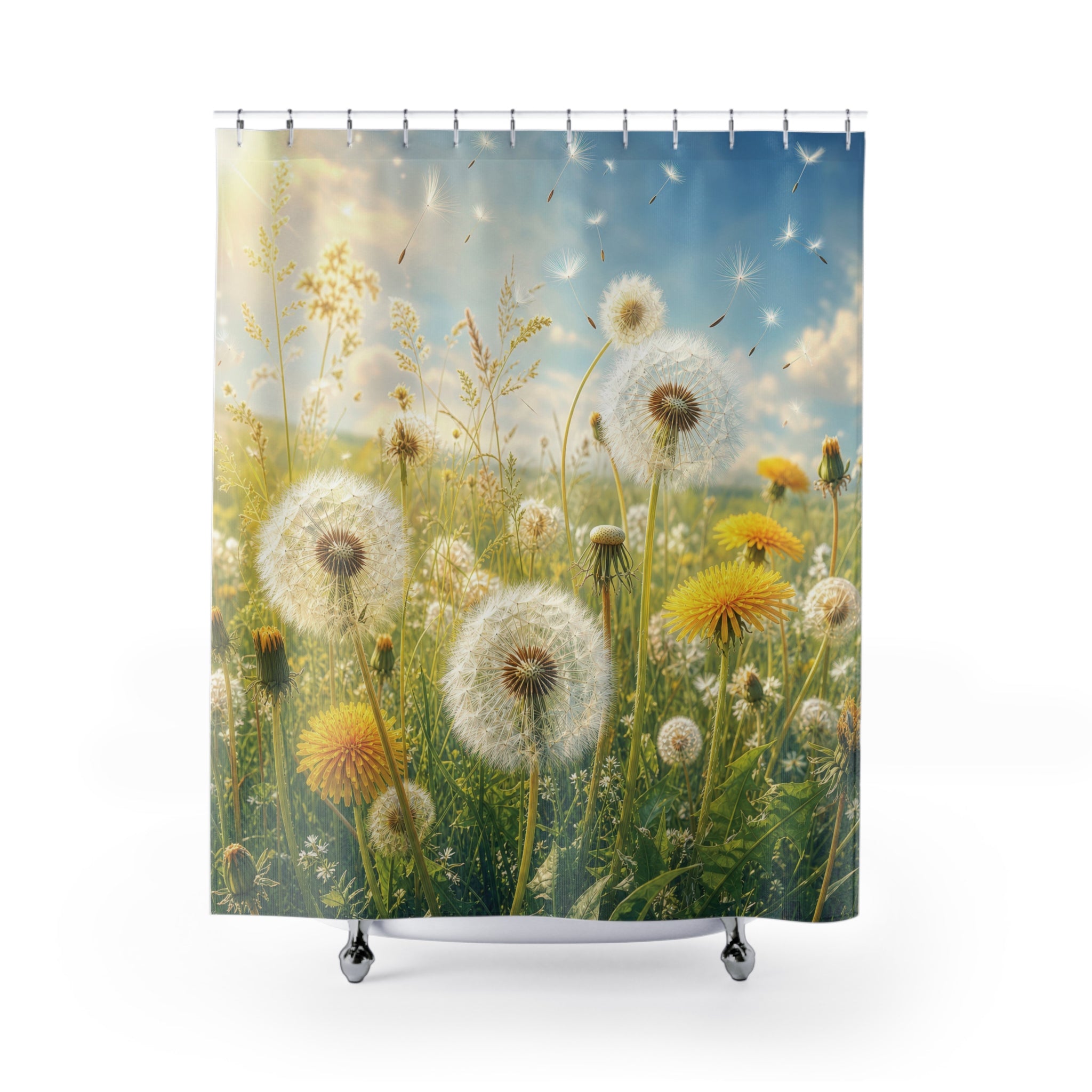 Dandelion Shower Curtain: Yellow Wildflower Meadow