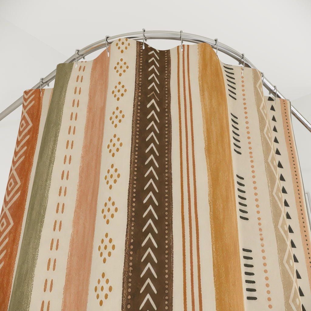 Terracotta Tan Diamond Stripe Shower Curtain