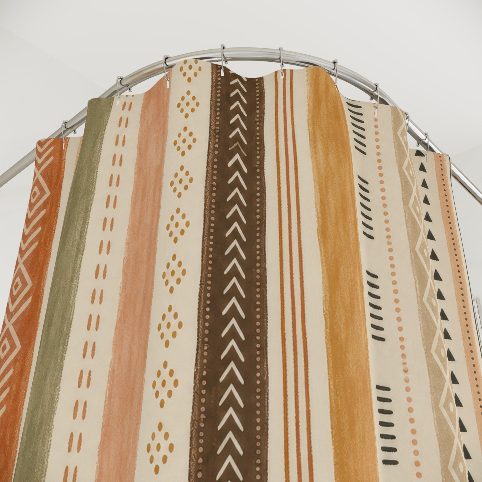 Terracotta Tan Diamond Stripe Shower Curtain