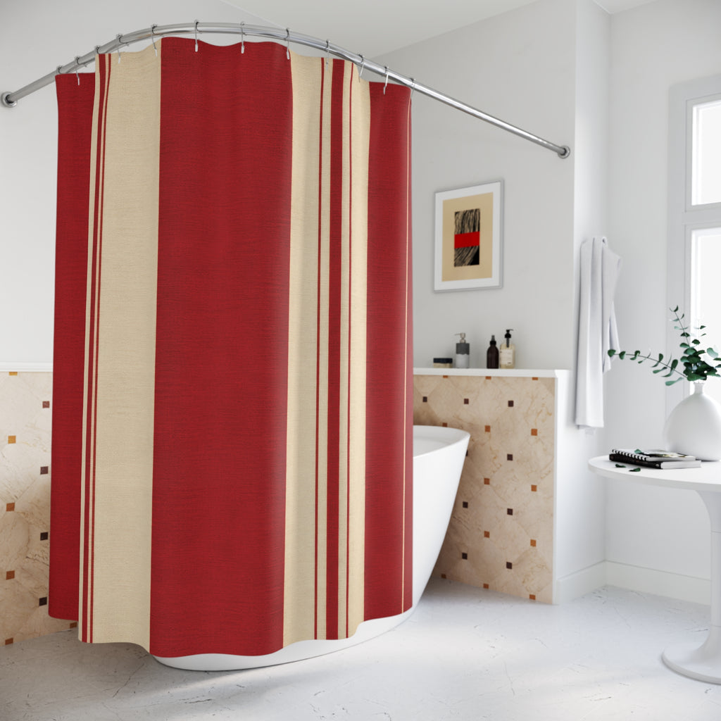 Red White Cabana Stripe Shower Curtain