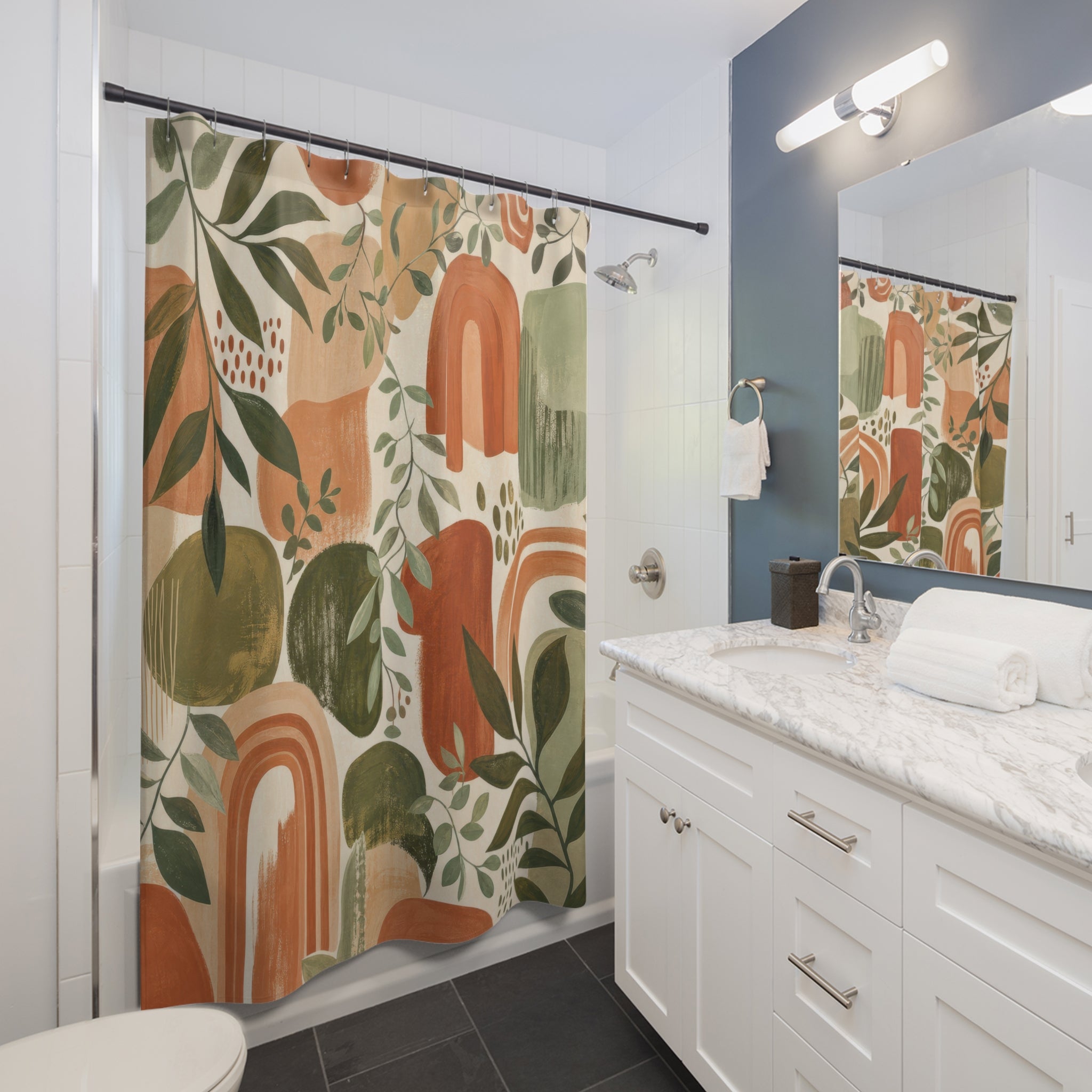Olive Botanical Shower Curtain