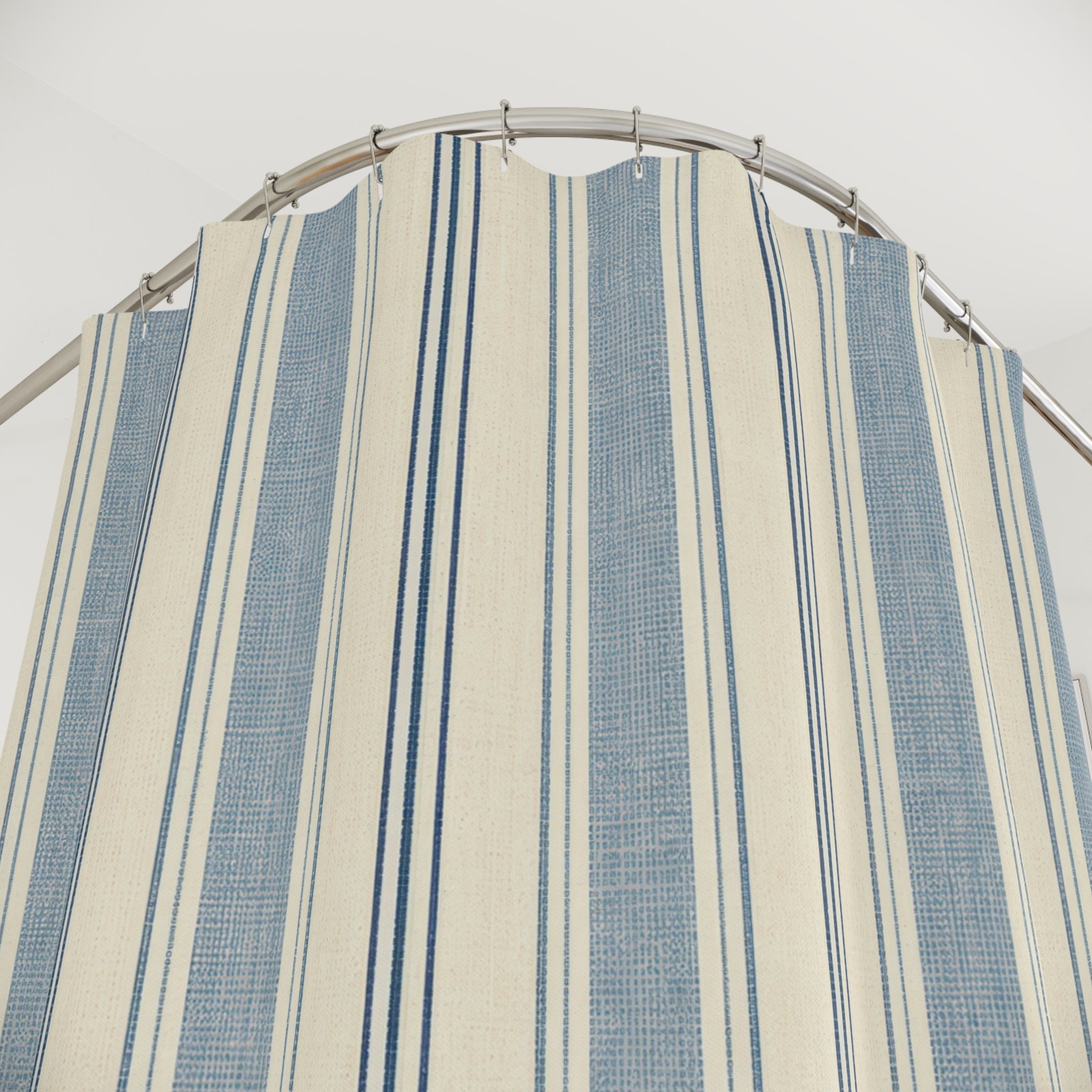 Chambray Ticking Stripe Shower Curtain