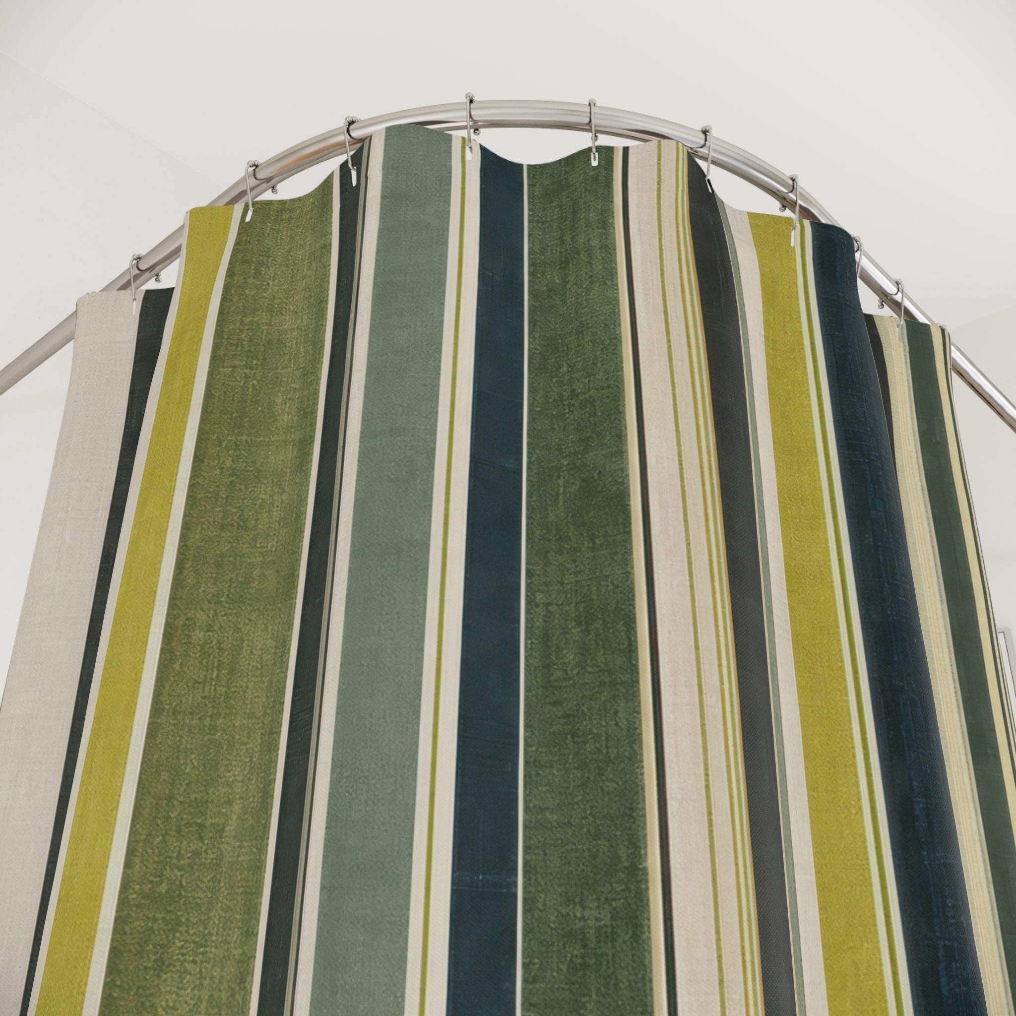 Olive Black Fine Stripe Shower Curtain