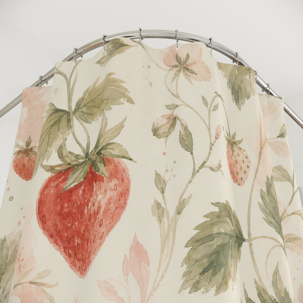 Painterly Strawberry Shower Curtain